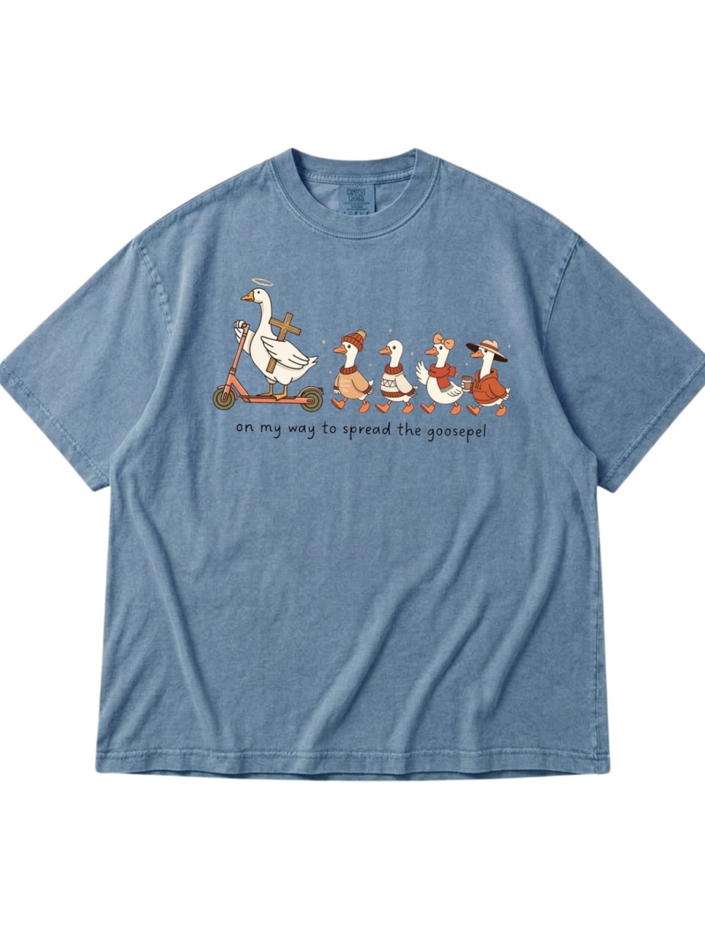 Comfort Colors Blue Jean Goose Parade Graphic Tee, Gift For Her, For Him